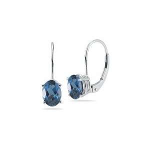   62 Ct London Blue Topaz Stud Earrings in 14K White Gold Jewelry