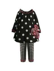 Bonnie Jean TODDLERS 2T 4T 2 Piece BLACK IVORY DOTS and CHECKS TRIPLE 