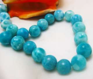 EXQUSITE PATTERN TRULY AAA+++ LARIMAR ROUND BEADS 13MM (12 BEADS 