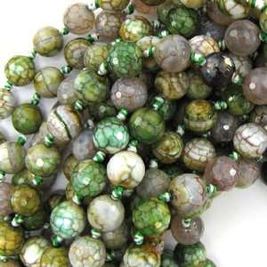  10mm faceted green crab agate round beads 8 S2