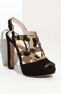 Prada Suede & Leopard Print Calf Hair Sandal  