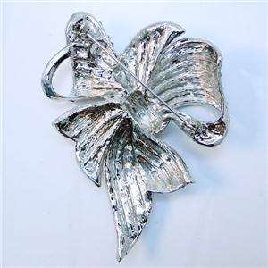 Pretty Flower Bowknot Pin Brooch Swarovski Crystal Black Bow  