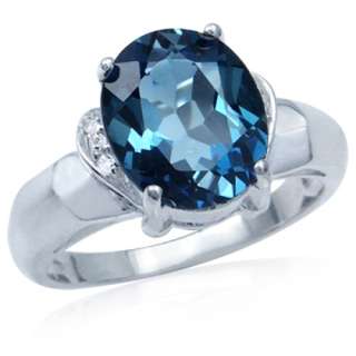 88 ct. London Blue & White Topaz 925 Sterling Silver Cocktail Ring 