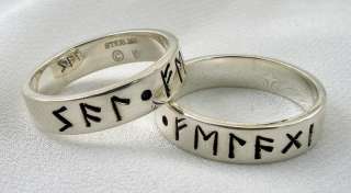 Pair of 2 Norse RUNE Love Rings SOUL MATES, Sterling  