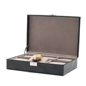  Mele & Co  Black Suedette 6 Watch Display Box