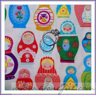 BOOAK Fabric Russian Matryoshka VTG Nesting Doll *Rainbow Cream White 