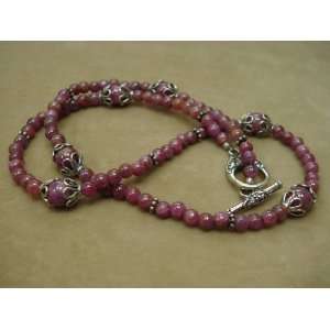  Ruby and Sterling Beaded Necklace 