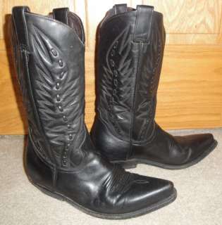 Mens Mexicana Sz 41/8.5 9ish Black Cowboy Boots GREAT  