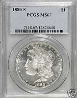 1880 S MS67 MORGAN SILVER DOLLAR PCGS MS 67 LOOKS CAMEO  