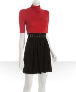 Casual Couture by Green Envelope red jersey studded turtleneck combo 
