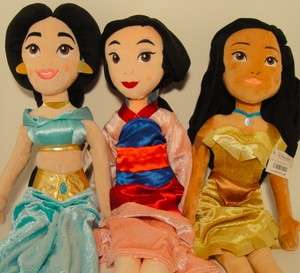   Store 3 Princess Set 20 Plush Dolls Mulan Pocahontas Jasmine Aladdin