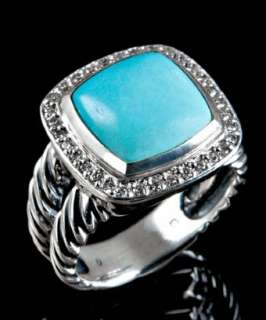 David Yurman turquoise and diamond Albion split shank ring   