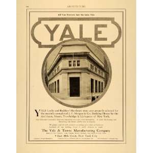  1915 Ad Yale Towne Door Locks Hardware J P Morgan Bank 