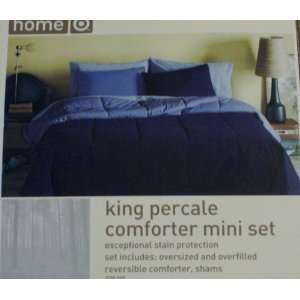  Home King Percale Reversible Comforter Mini Set Navy Blue 