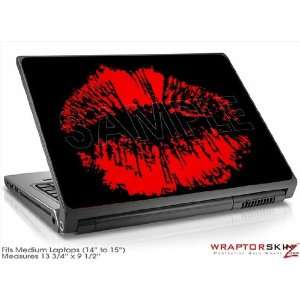  Medium Laptop Skin Big Kiss Lips Red on Black: Electronics