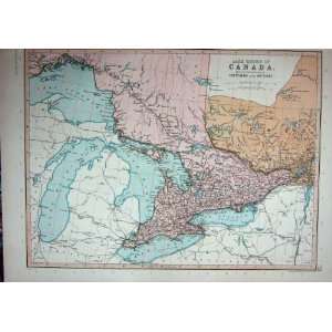  c1910 MAP CANADA ONTARIO QUEBEC TORONTO LAKE HURON