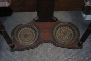 Antique Coat Rack Umbrella Stand w/ 2 Cast Iron Pans  