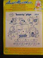 VINTAGE AUNT MARTHAS TRANSFER HEARTY PIGS #3854 $3.50  
