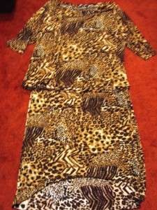   Size 2x 4x Fashion Bug Leopard/Animal Print Skirt/Blouse Outfit  