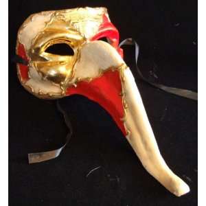   Red & Gold Mask Mardi Masquerade Halloween Costume 