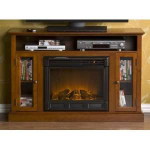   Denton Walnut Media Console with Electric Fireplace