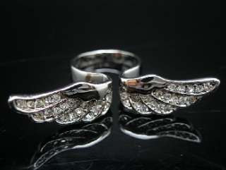 Angel Wing Ring GOLD GF Swarovski Crystal Size 8 R218  