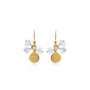  Moonstone Cluster Disc Earrings in 24 Karat Gold Jewelry