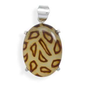   Carved Animal Print Pendant Sterling Silver Necklace, 18 inch Jewelry