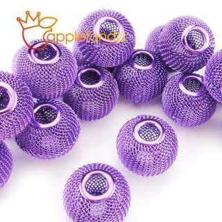   10pcs 20mm DIY Basketball wives Round Spacer Mesh Beads Purple  