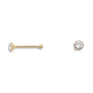 Nose Stud   14K Gold Over Sterling Silver with CZ