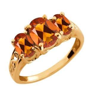   Orange Red Madeira Citrine Gold Plated Argentium Silver Ring: Jewelry