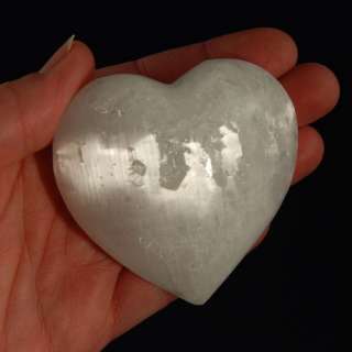   60mm Big SELENITE HEART Satin Spar Worry Stone   Reiki Crystal Healing
