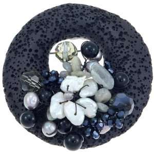   Of Pearl MOP Black Diamond SWAROVKSI CRYSTALS Fashion Brooch & Pins