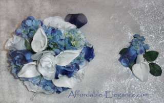  Bridal Bouquet Wedding Set with Beautiful Roses, Foam Calla lilies 