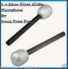 MICROPHONE Silver Glitter Pop Star Fancy Dress 26cm (10.25)Pocket 
