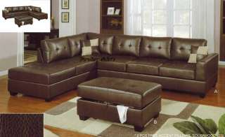 Piece Sofas Couch Sectional and Reversible Chaise Bonded Leather Set 