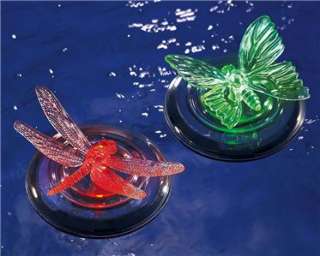 SOLAR COLOR CHANGING LIGHTED BUTTERFLY AND DRAGONFLY FLOATING POOL 