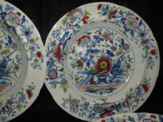 ANTIQUE ENGLISH STAFFORDSHIRE DRESDEN OPAQUE CHINA DINNER PLATES 