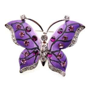   Rose Amethyst Austrian Crystal Rhinestone Butterfly Fashion Pin Brooch