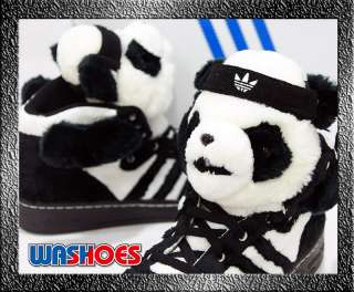 2011 Adidas Original Jeremy Scott Panda Bear Black White US 9 & 9.5 