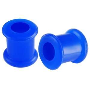 0G 0 gauge 8mm   Dark Blue Implant grade silicone Double Flared Flare 