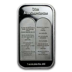    1 oz Ten Commandments Silver Bar (in Spanish) 