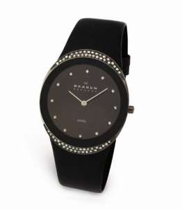    Skagen Womens Studio Black Leather Watch #452LSLB Watches