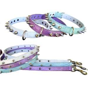    24 inch Spike Leather Dog collar   white