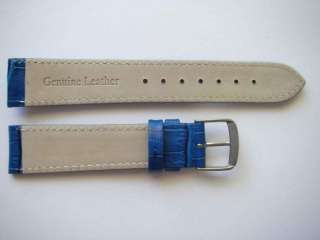 Blue *Swiss Quality* alligator print leather watch band  