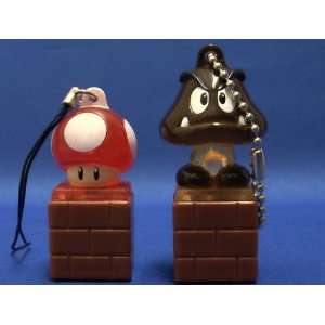 Super Mario Bros Light up Figure Keychain RED Mushroom 
