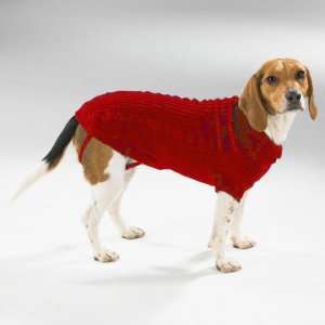 DOG SWEATER   COMFORTABLE CABLE KNIT SWEATERS   RED   LARGE