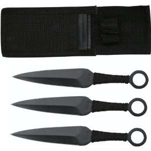   Black San Trio Ninja Throwing Knife Set.Whetstone Blac Beauty