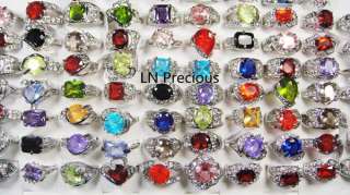wholesale jewelry lots 50pcs crystal Zircon silver plated ring new 