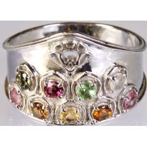  Faceted Tourmaline Fine Ring   Sterling Silver: Jewelry